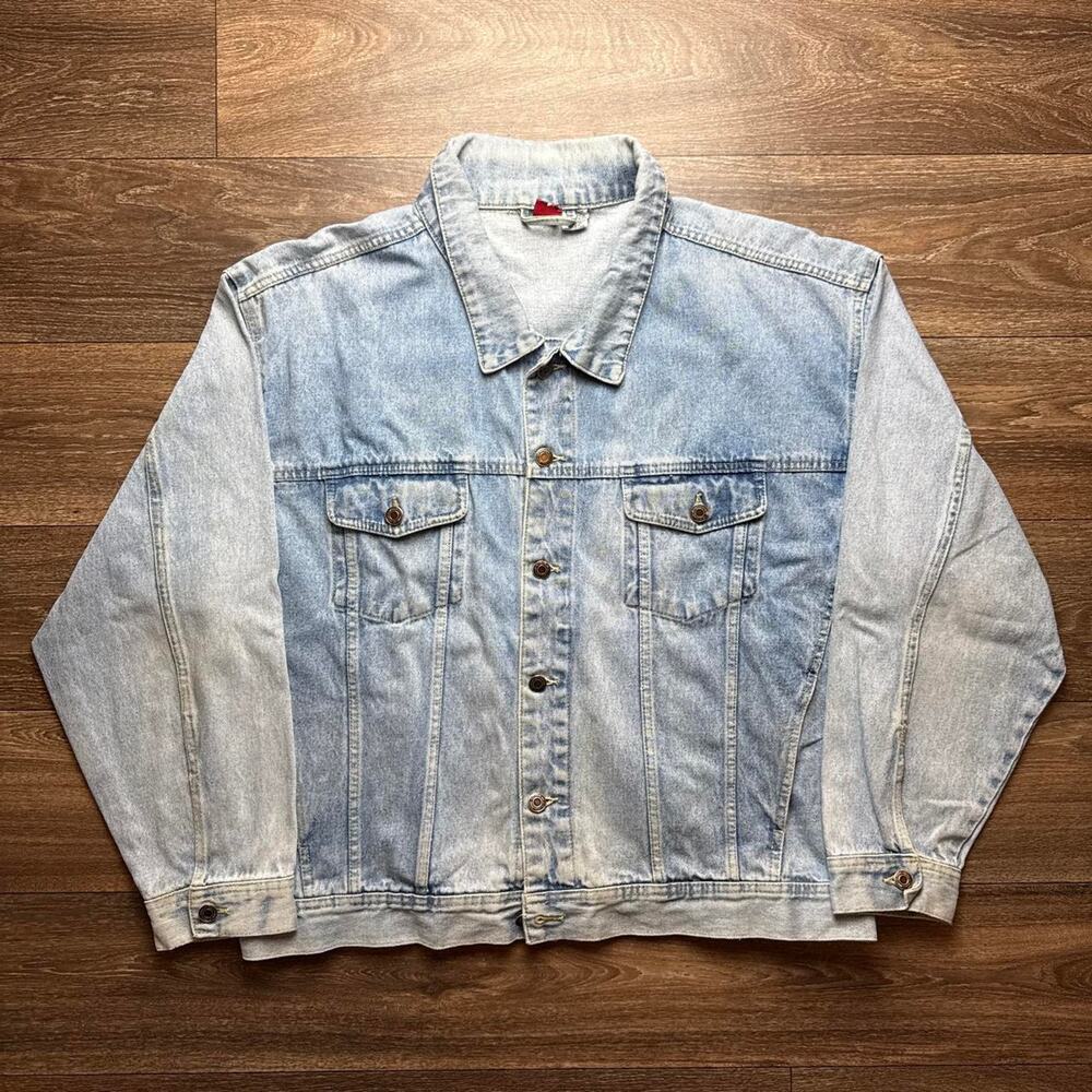 1990s Light Blue Marlboro Denim Jacket with Faded Wash